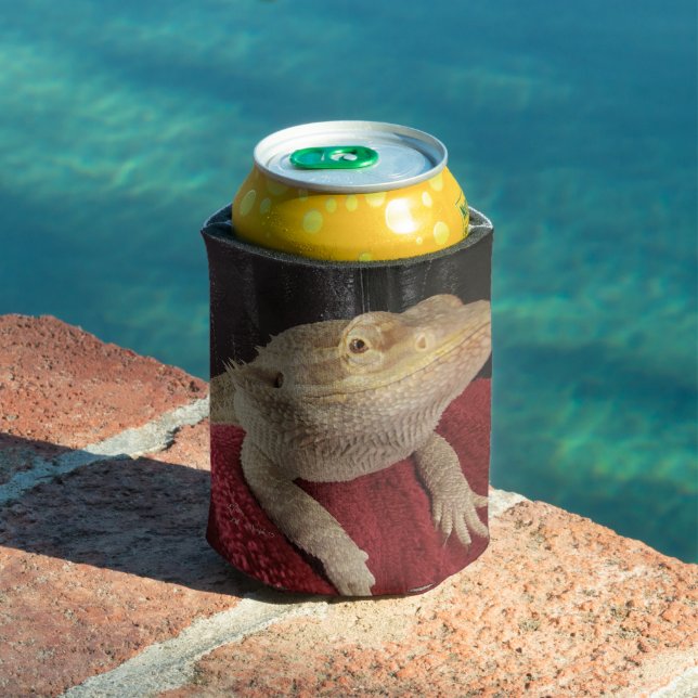 Red Black Tan Lil' Murph Funny Cute Bearded Dragon Can Cooler (In Situ Pool)