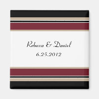 Red Black Tan Stripes Save The Date Magnet