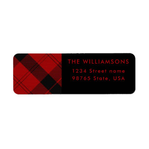 Red Black Tartan Christmas Custom Address