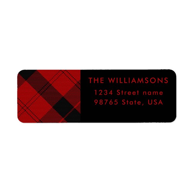 Red Black Tartan Christmas Custom Address (Front)