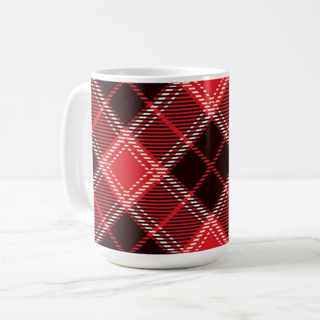 Red  Black Tartan  Coffee Mug (Front Left)