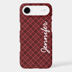 Red Black Tartan Plaid Personalised Name, Retro