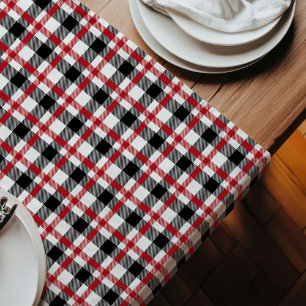 Red Black Tartan Runner Cosy Cabin Table Accent