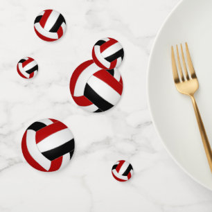 red black team colors kids volleyball party confetti