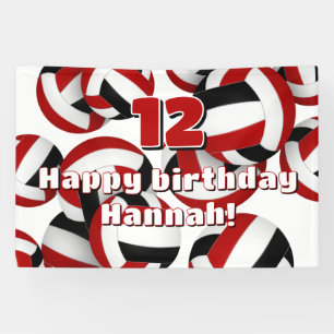 red black team colors volleyballs birthday party banner