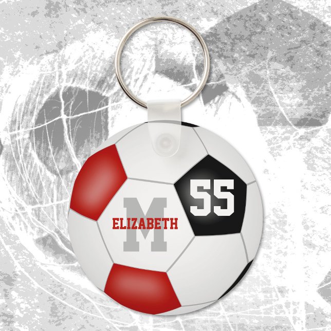 red black team colours boys girls soccer ball key ring (Creator Uploaded)