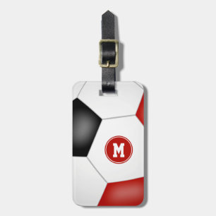 red black team colours girls boys soccer bag luggage tag