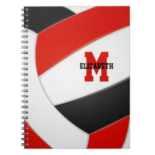 red black team colours girls boys volleyball notebook