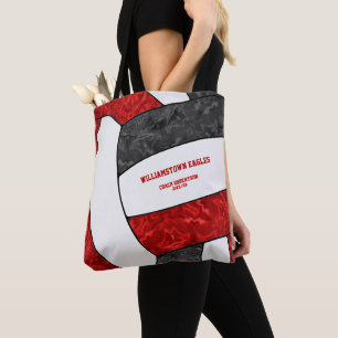 red black team colours girls volleyball coach tote bag