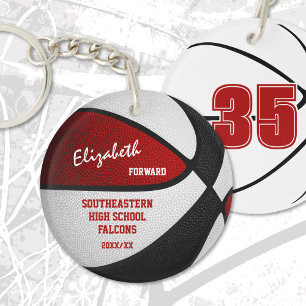 red black team colours keepsake basketball key ring