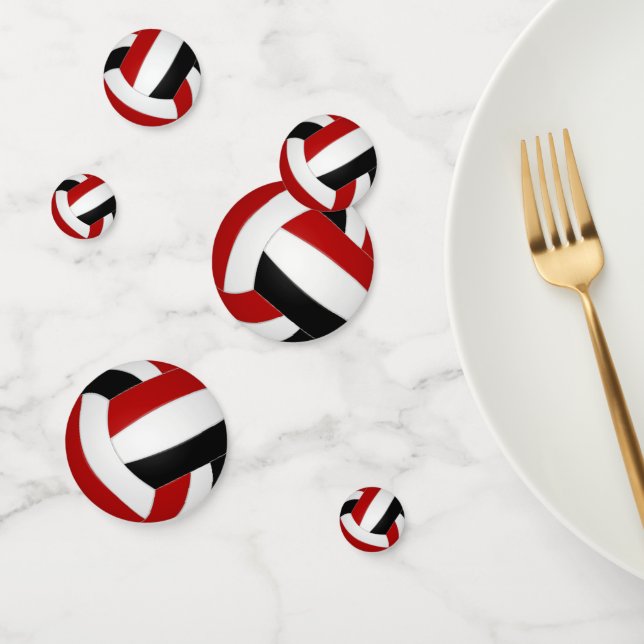 red black team colours kids volleyball party confetti (Group)