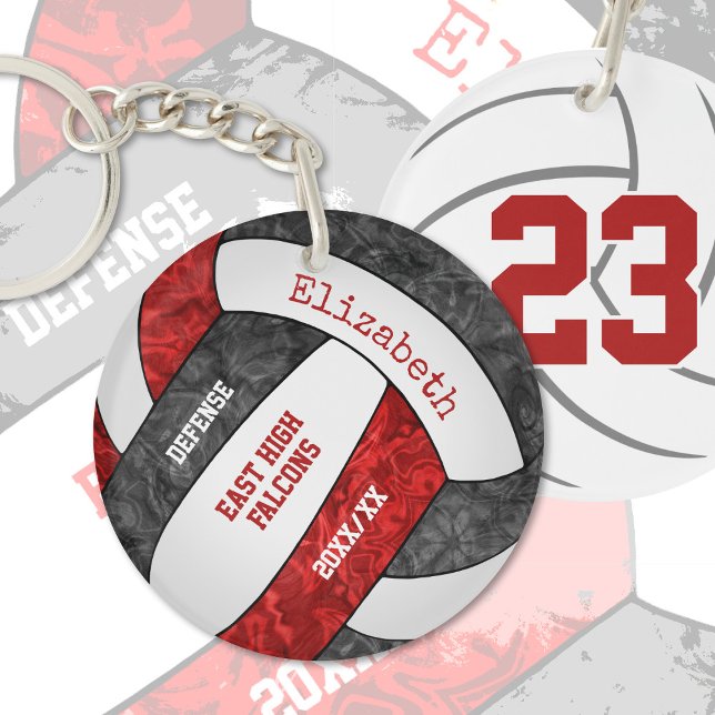 red black team colours personalised volleyball key ring (Creator Uploaded)