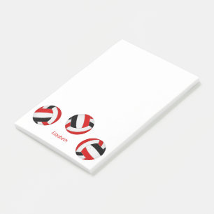red black team colours personalised volleyball post-it notes