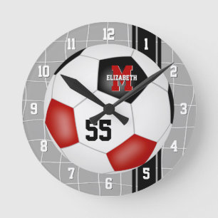 red black team colours varsity stripes soccer round clock