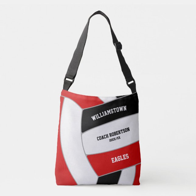 red black team colours volleyball athlete coach crossbody bag (Front)