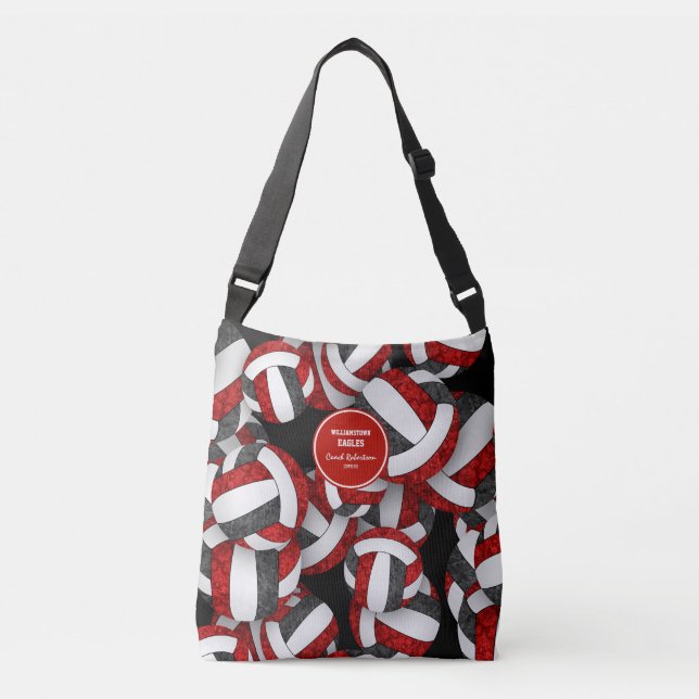 red black team colours volleyball coach crossbody bag (Front)