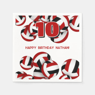 red black team colours volleyball kids sports part napkin