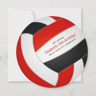 Red black team colours volleyball party announcement