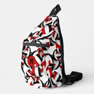 red black team colours volleyballs monogrammed sling bag