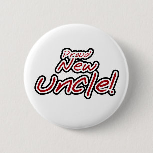 Red/Black Text Proud New Uncle 6 Cm Round Badge