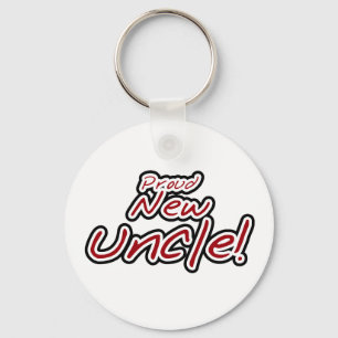 Red/Black Text Proud New Uncle Key Ring