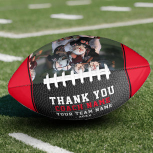 Red Black Thank you Coach Team Name Photo American Football
