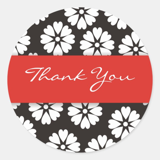 Red & Black Thank You Stickers (Front)