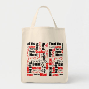 Red Black Thank You Word Cloud Tote Bag