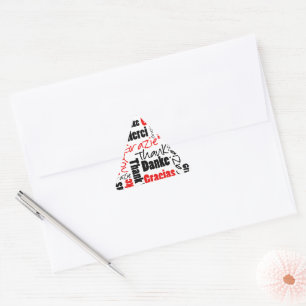 Red Black Thank You Word Cloud Triangle Sticker
