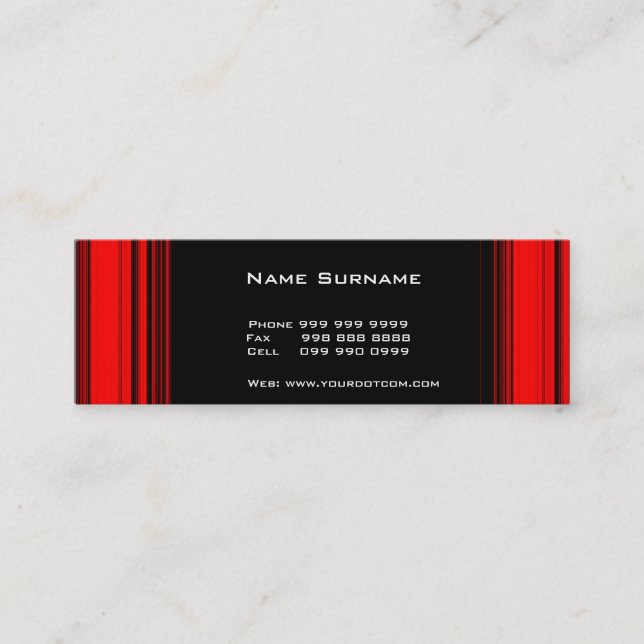 Red Black Thin Business Card 4 (Front)