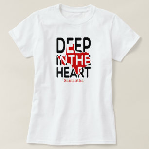 Red & Black TX State Cutout Deep in the Heart T-Shirt