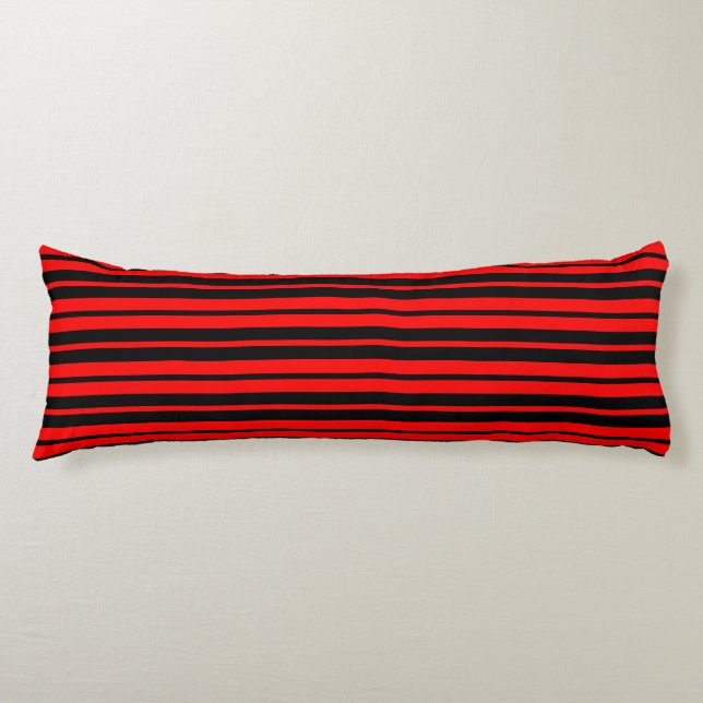 Red Black Vertical Stripes Pattern Body Cushion (Front)