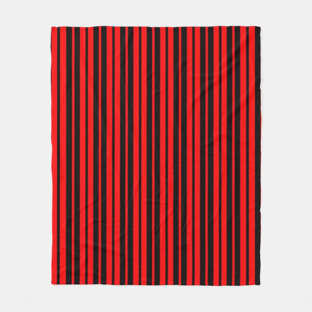 Red Black Vertical Stripes Pattern Fleece Blanket (Front)