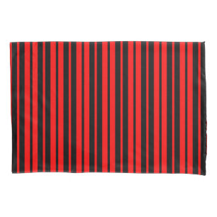 Red Black Vertical Stripes Pattern Pillowcase