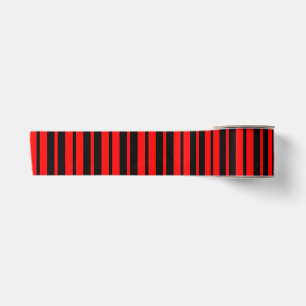 Red Black Vertical Stripes Pattern Satin Ribbon
