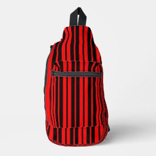 Red Black Vertical Stripes Pattern Sling Bag