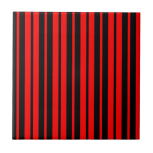 Red Black Vertical Stripes Pattern Tile