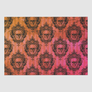 Red & Black Victorian Skulls Pattern Halloween Tissue Paper