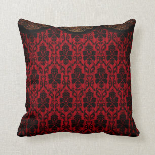 Red & Black Victorian Throw Pillow