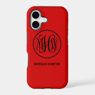 Red Black Vine Script Monogram, DIY BG