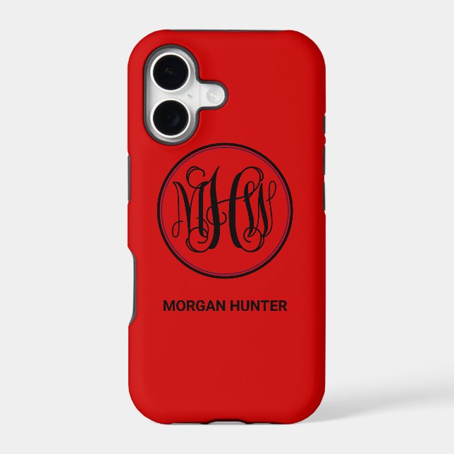 Red Black Vine Script Monogram, DIY BG (Back)