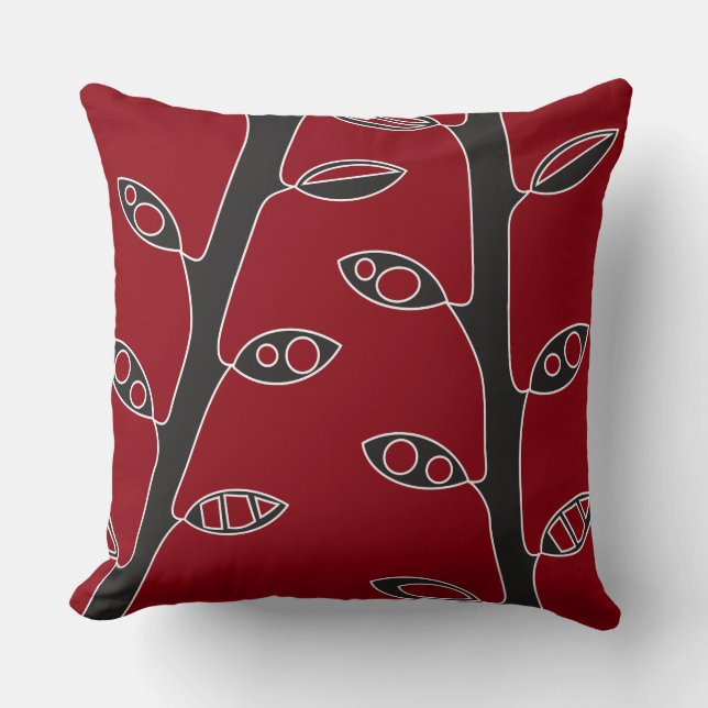 Red Black VINES Retro DESIGN Throw Pillow (Front)