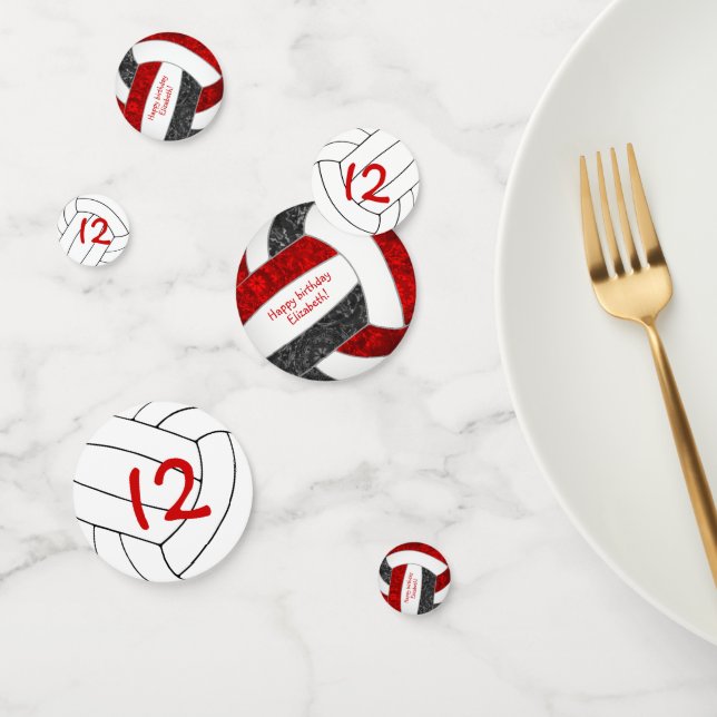 red black volleyball birthday party confetti (Group)
