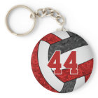 red black volleyball keychain w school mascot name