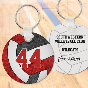 red black volleyball keychain w school mascot name