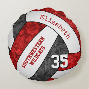 red black volleyball team colours girls round cushion
