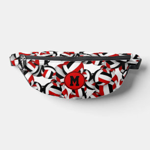 red black volleyball team colours monogrammed bum bags