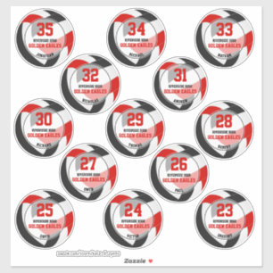 red black volleyball team colours set 13 stickers