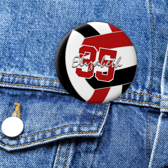 red black volleyball team party gifts 6 cm round badge (Creator Uploaded)