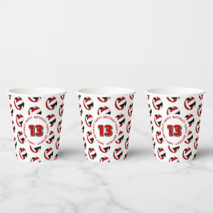 red black volleyballs birthday party  paper cups